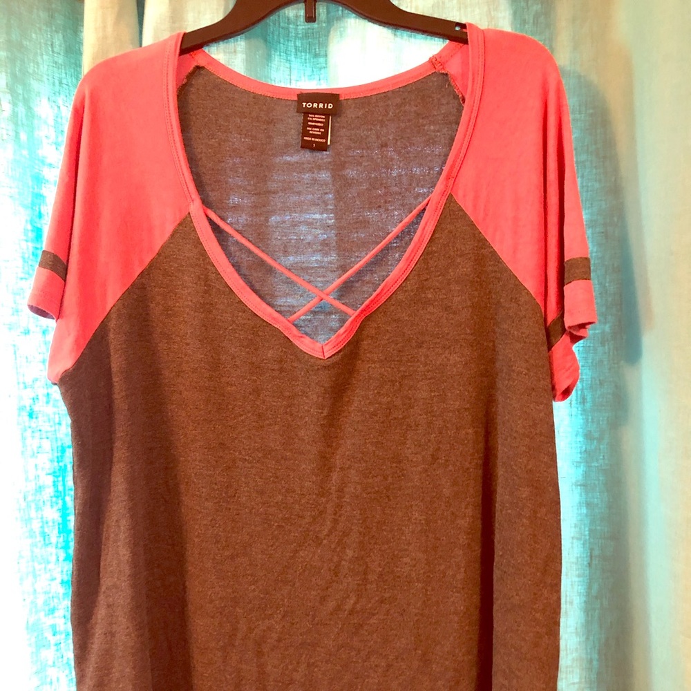 Torrid Deep V Tee in 1X